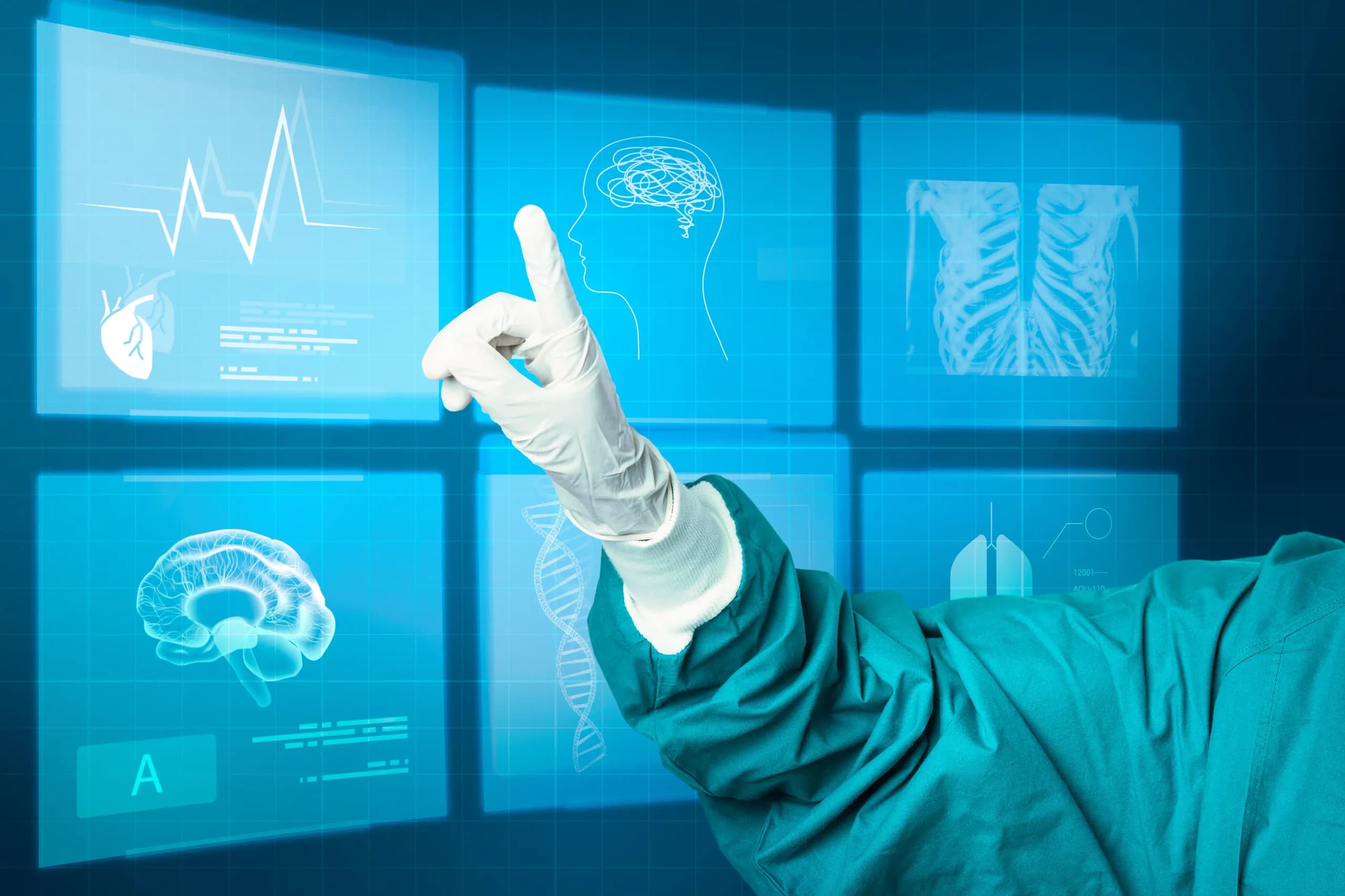 A clinician reviewing a patient record on a tablet