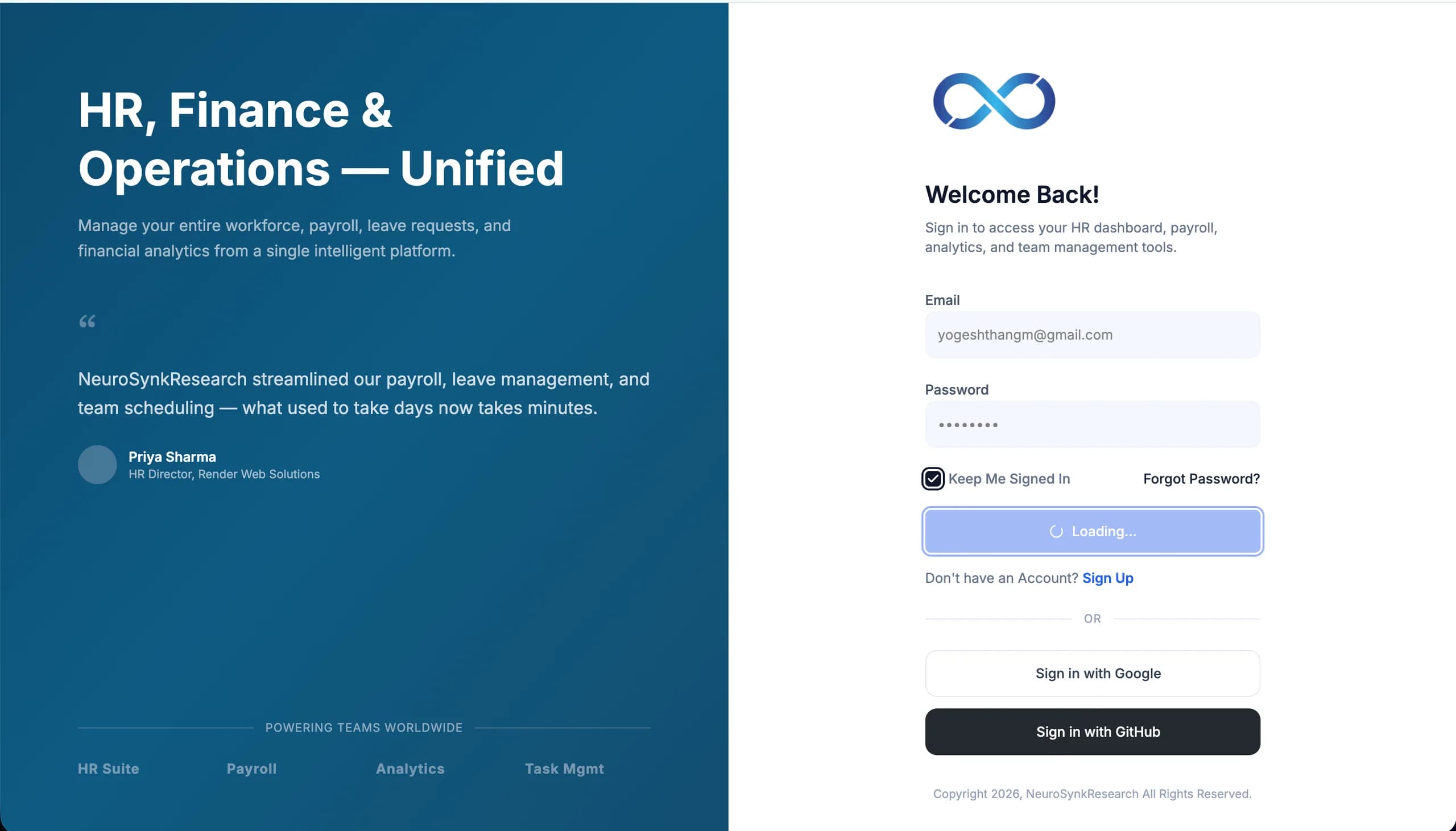 NeuroSynk Research — Enterprise Operations Platform