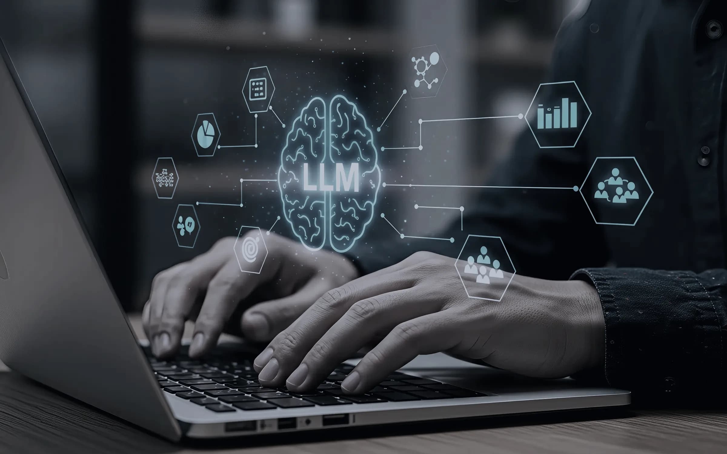 An engineer fine-tuning a large language model at a laptop