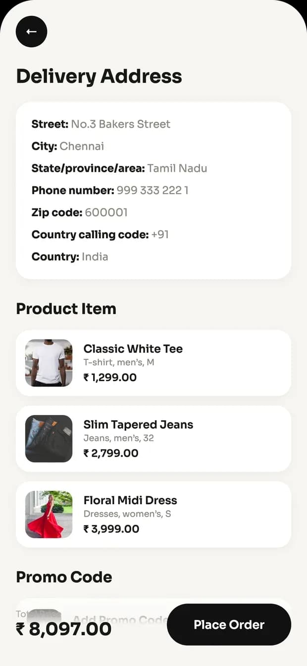Delivery address