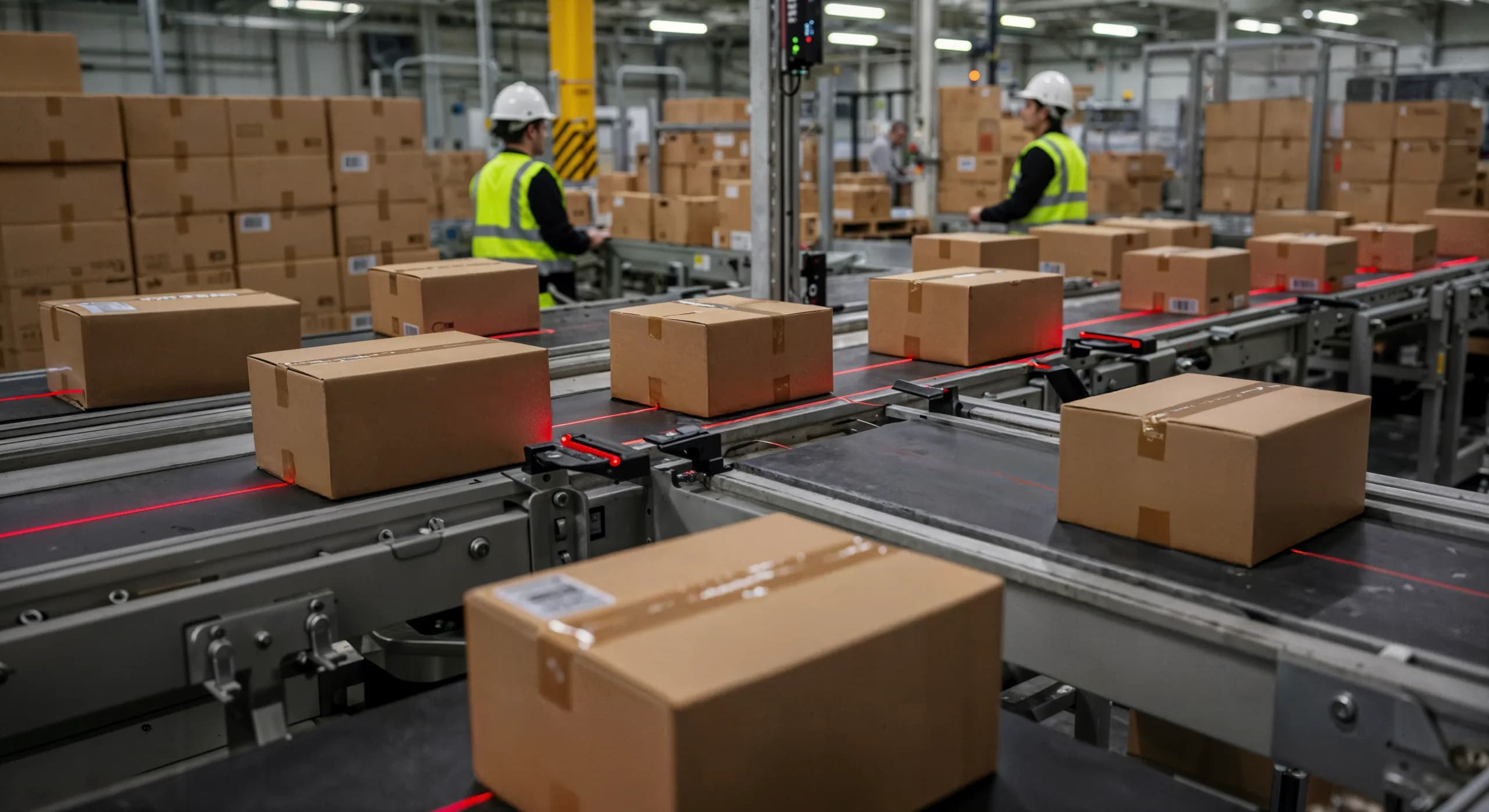 Racking aisles in a distribution warehouse
