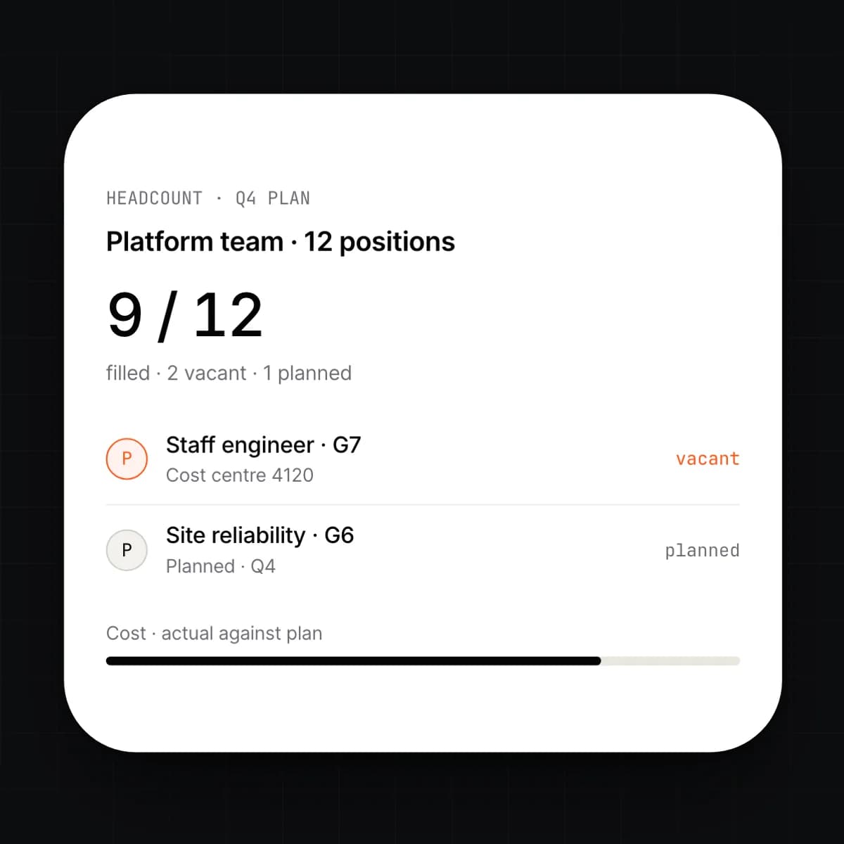 The headcount plan screen