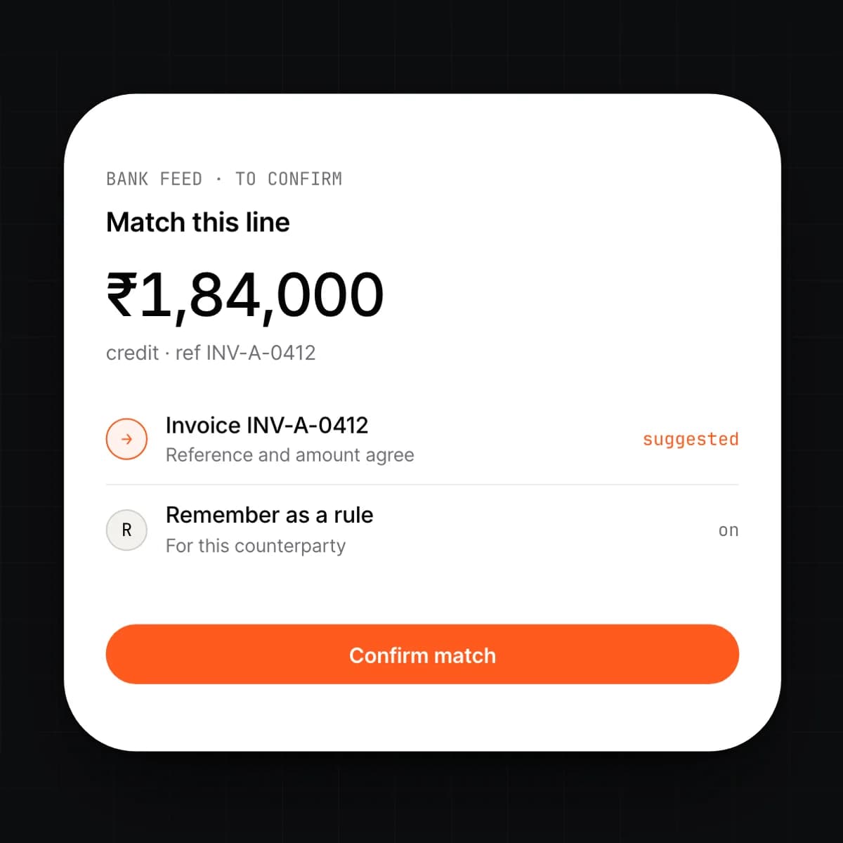A suggested bank match on a phone