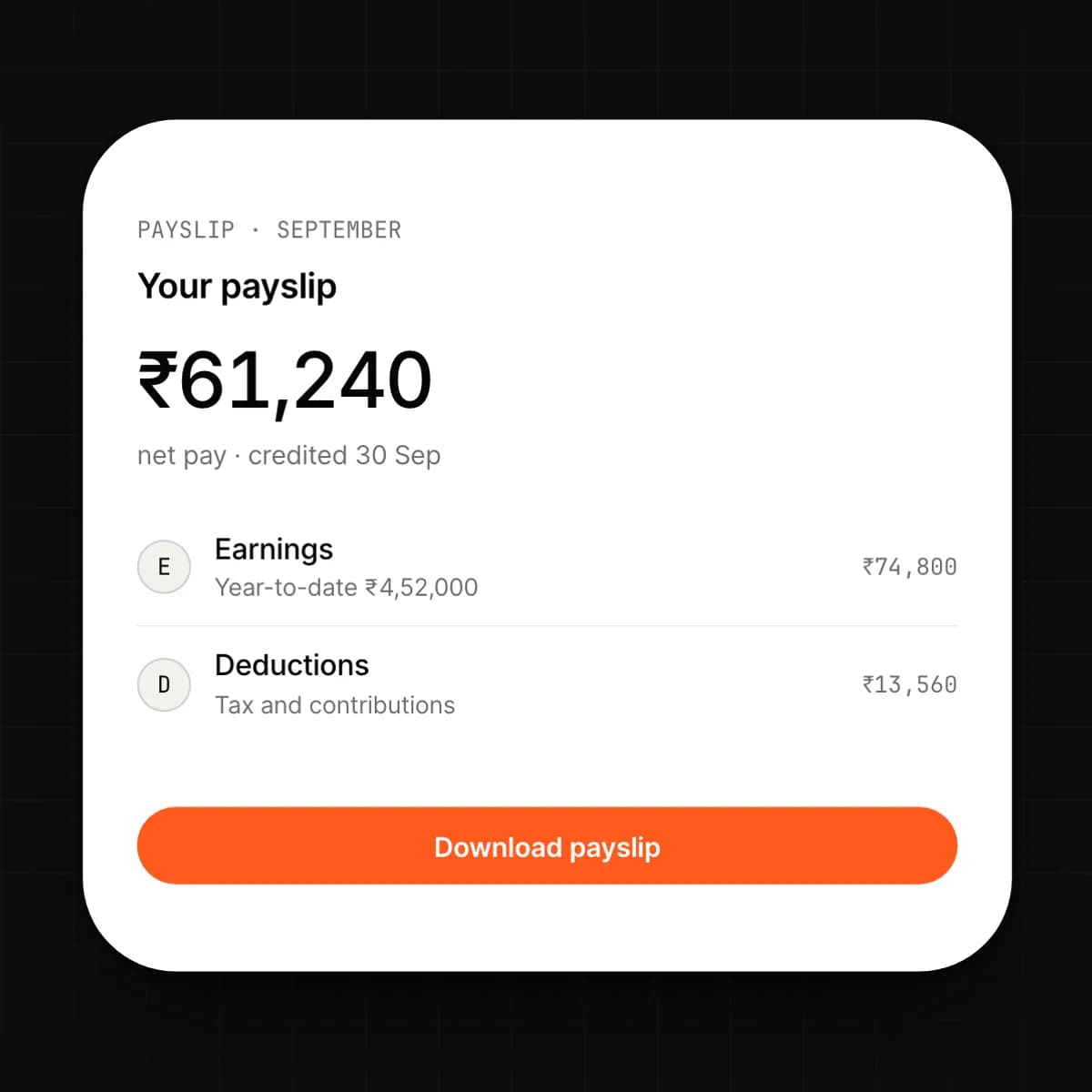 A payslip on a phone
