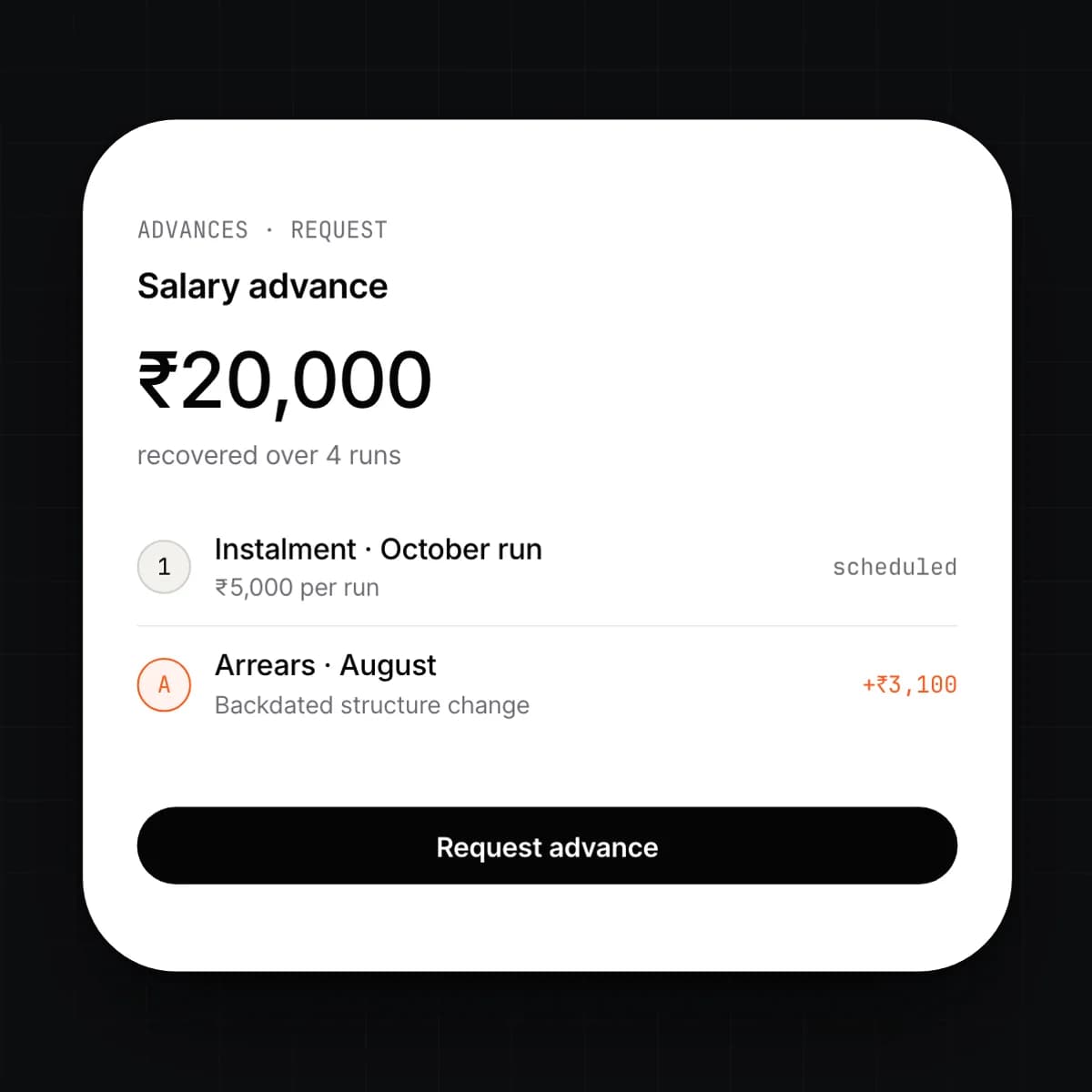 A salary advance request on a phone